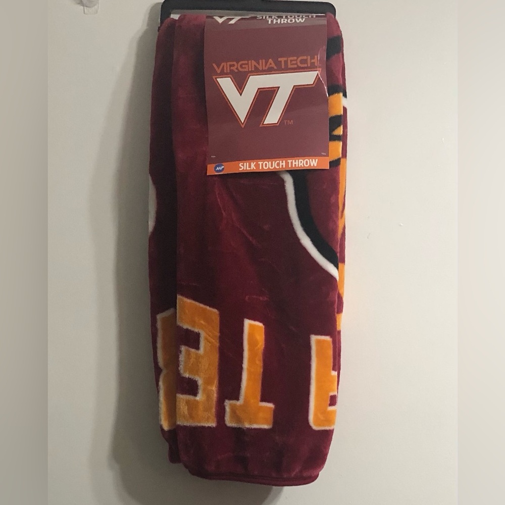 Virginia Tech  Cozy  silky plush Throw VT Hokies graphic wine red.50inX60in